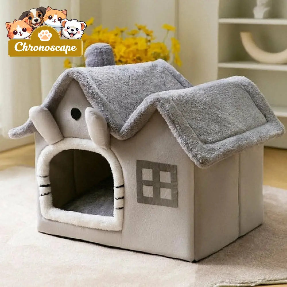 Removable Roof Plush Pet House M / Gray Pets