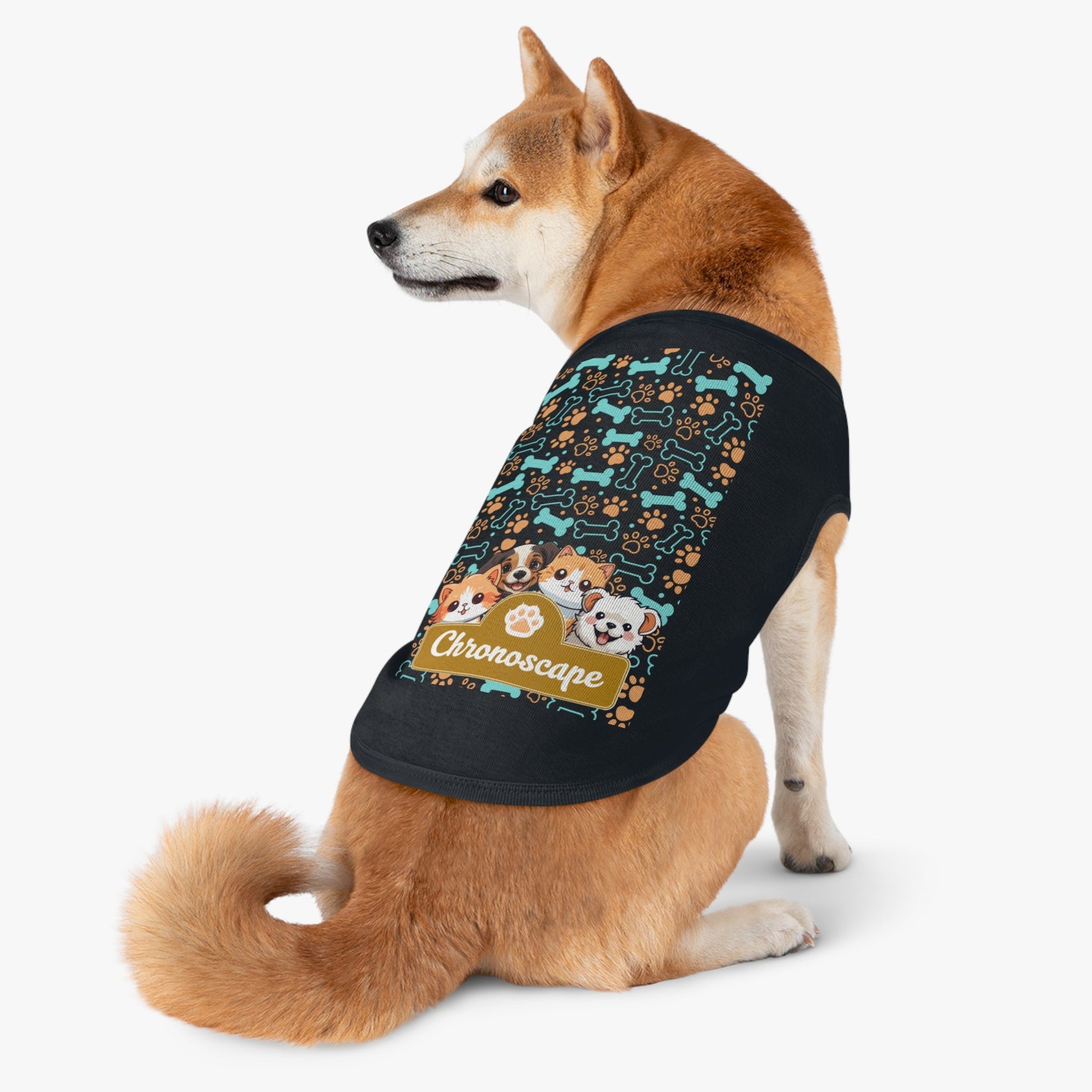 Dog Paw & Bones Pet Tank Top — 'Chronoscape' Cute Puppy Graphic Printify