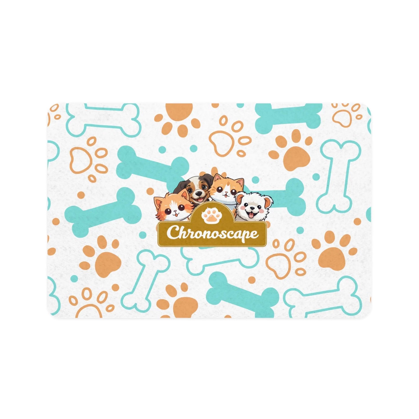 Cute Paw Print Pet Food Mat (12x18) — Waterproof Dog & Cat Feeding Placemat with Bones Design Printify