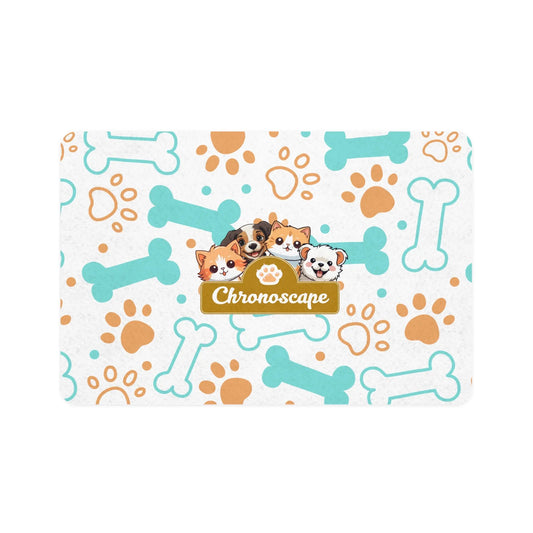 Cute Paw Print Pet Food Mat (12x18) — Waterproof Dog & Cat Feeding Placemat with Bones Design Printify