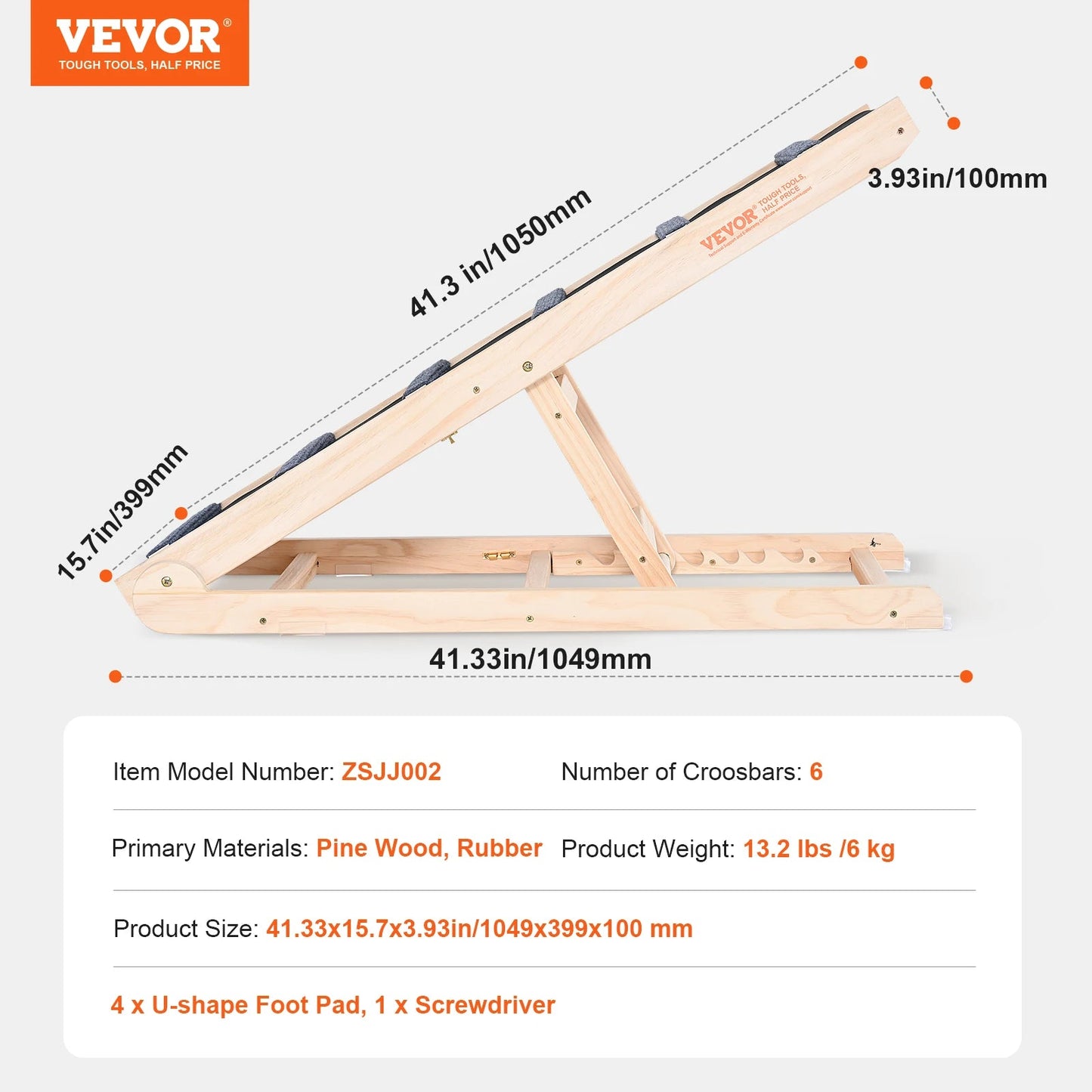 Foldable Adjustable Wooden Dog Ramp with Anti-Slip Surface Chronoscape