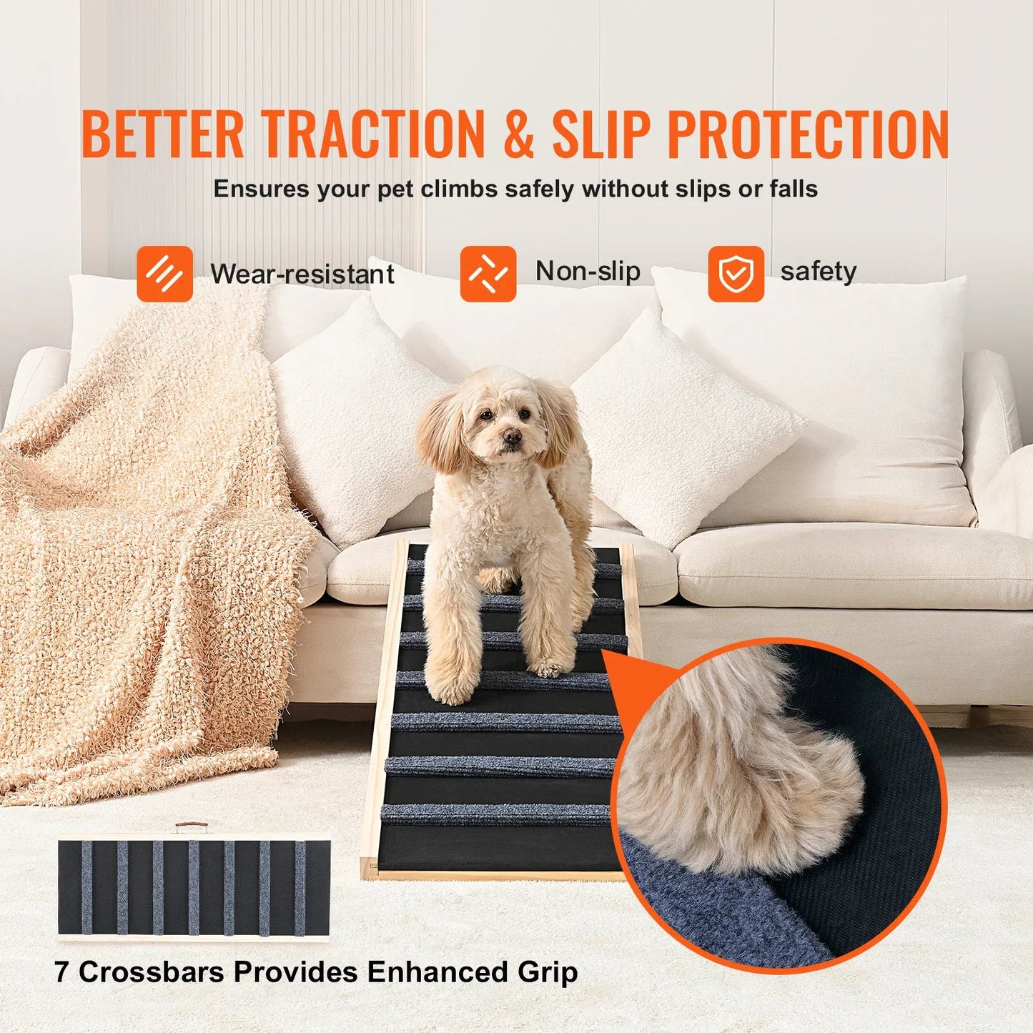 Foldable Adjustable Wooden Dog Ramp with Anti-Slip Surface Chronoscape
