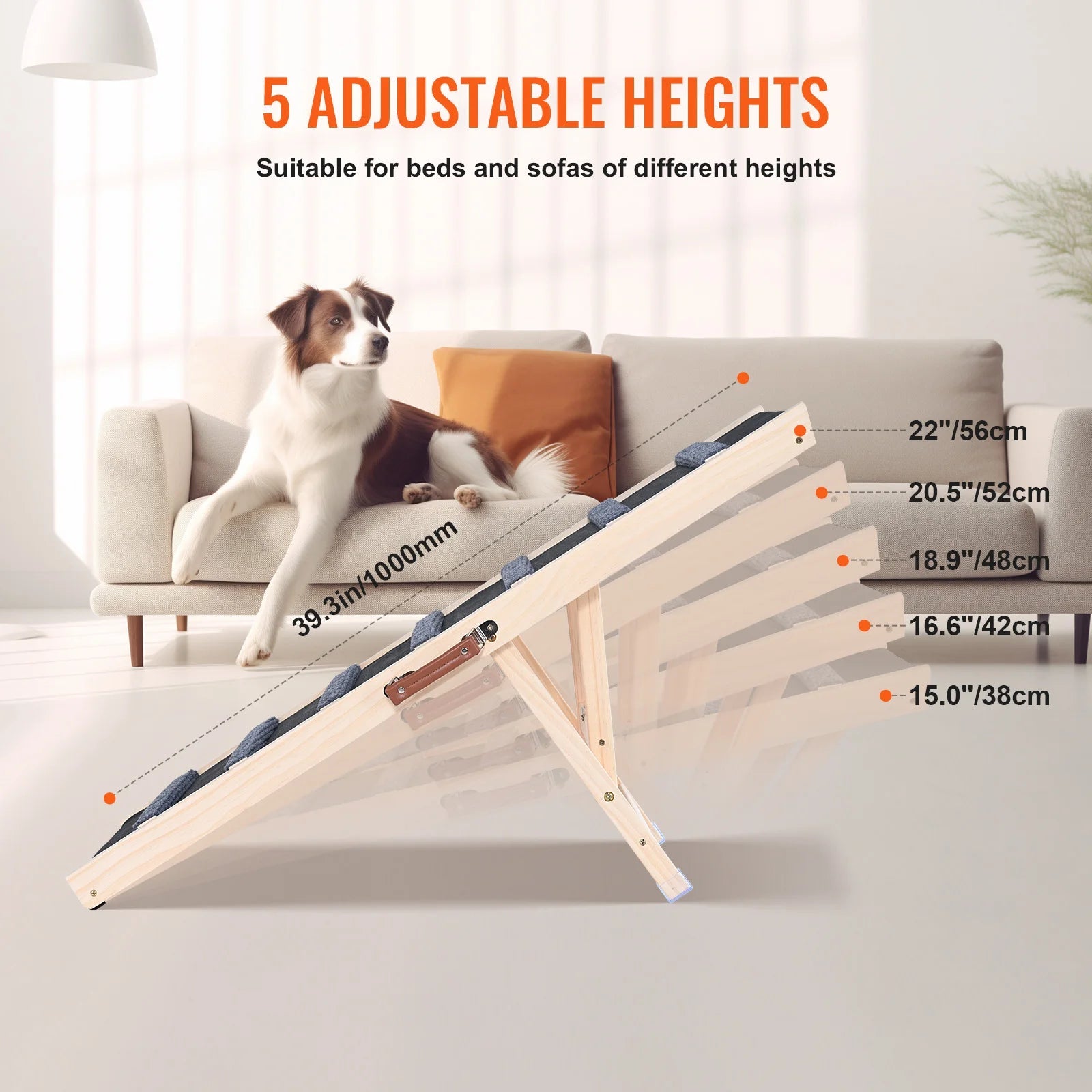 Foldable Adjustable Wooden Dog Ramp with Anti-Slip Surface Chronoscape