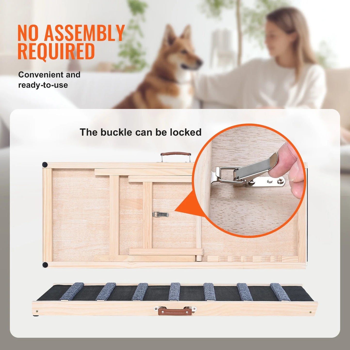 Foldable Adjustable Wooden Dog Ramp with Anti-Slip Surface Chronoscape