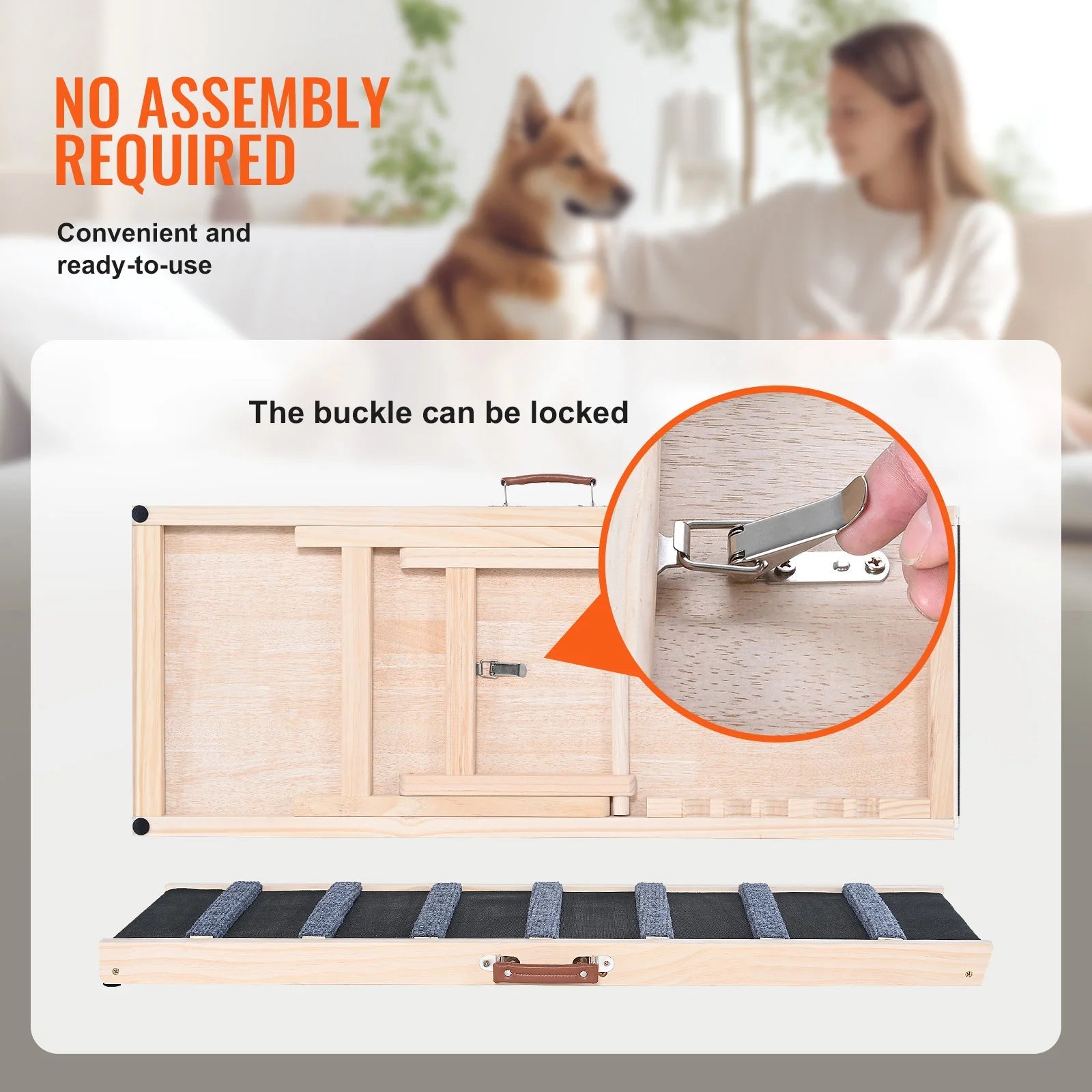 Foldable Adjustable Wooden Dog Ramp with Anti-Slip Surface Chronoscape