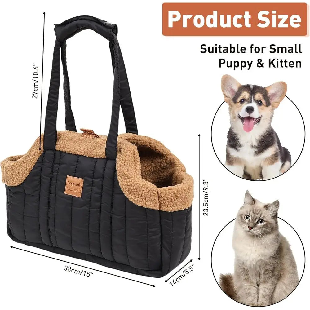 Winter Fleece Small Dog Carrier Purse with Harness Clip Chronoscape
