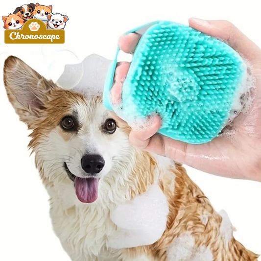 Silicone Dog & Cat Bathing Brush with Shampoo Dispenser Chronoscape