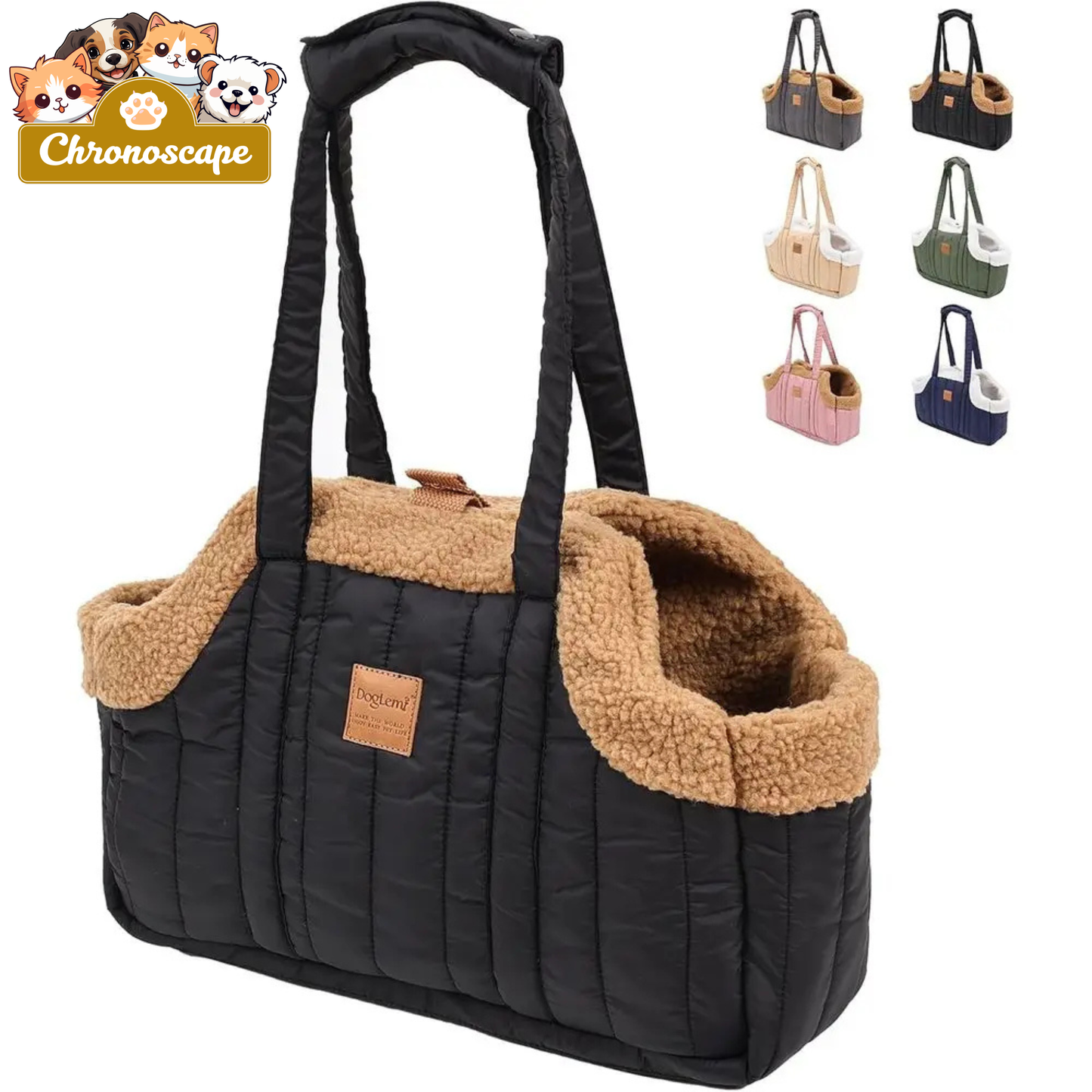 Winter Fleece Small Dog Carrier Purse with Harness Clip Chronoscape