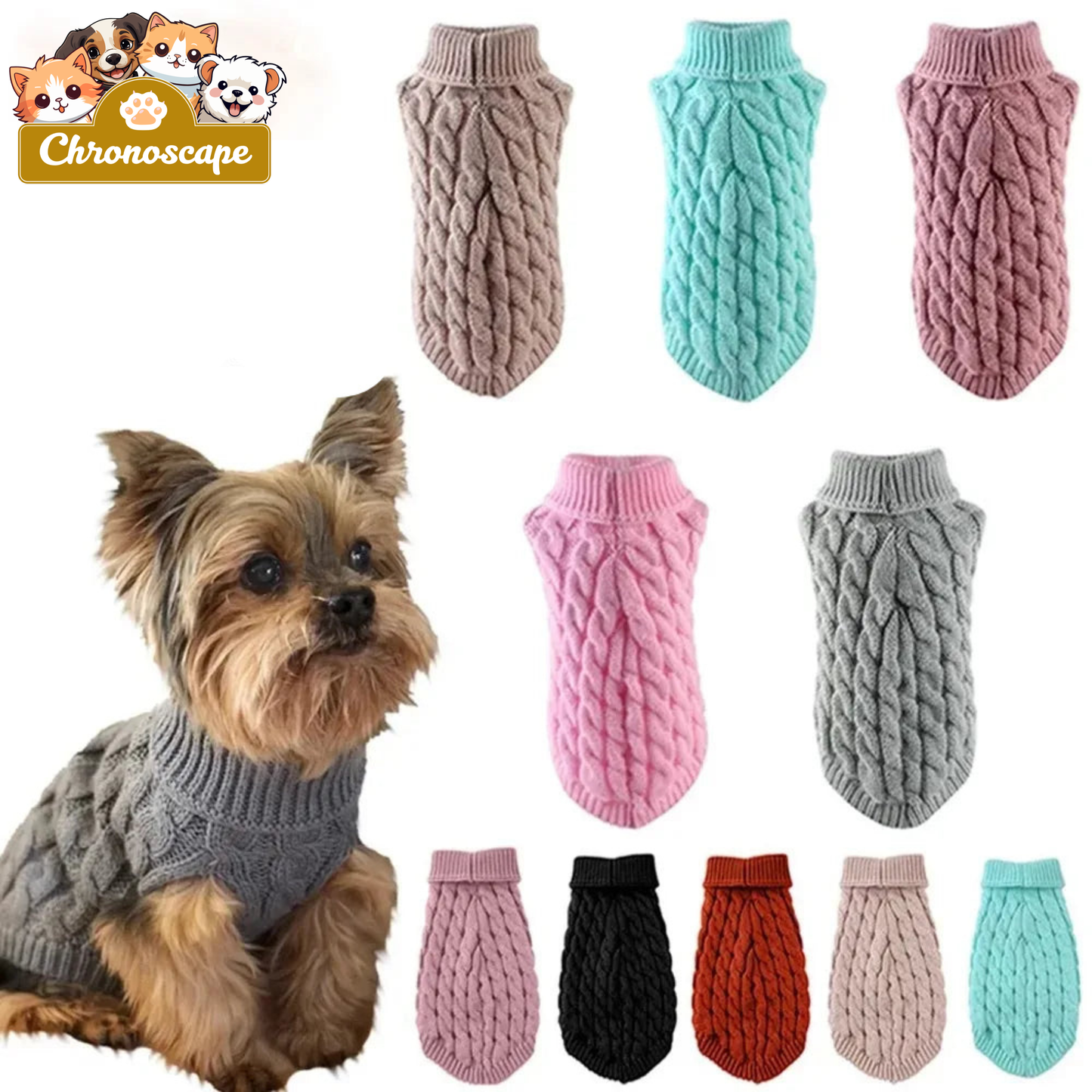 Winter Turtleneck Dog Sweater – Soft Knit Pullover Chronoscape