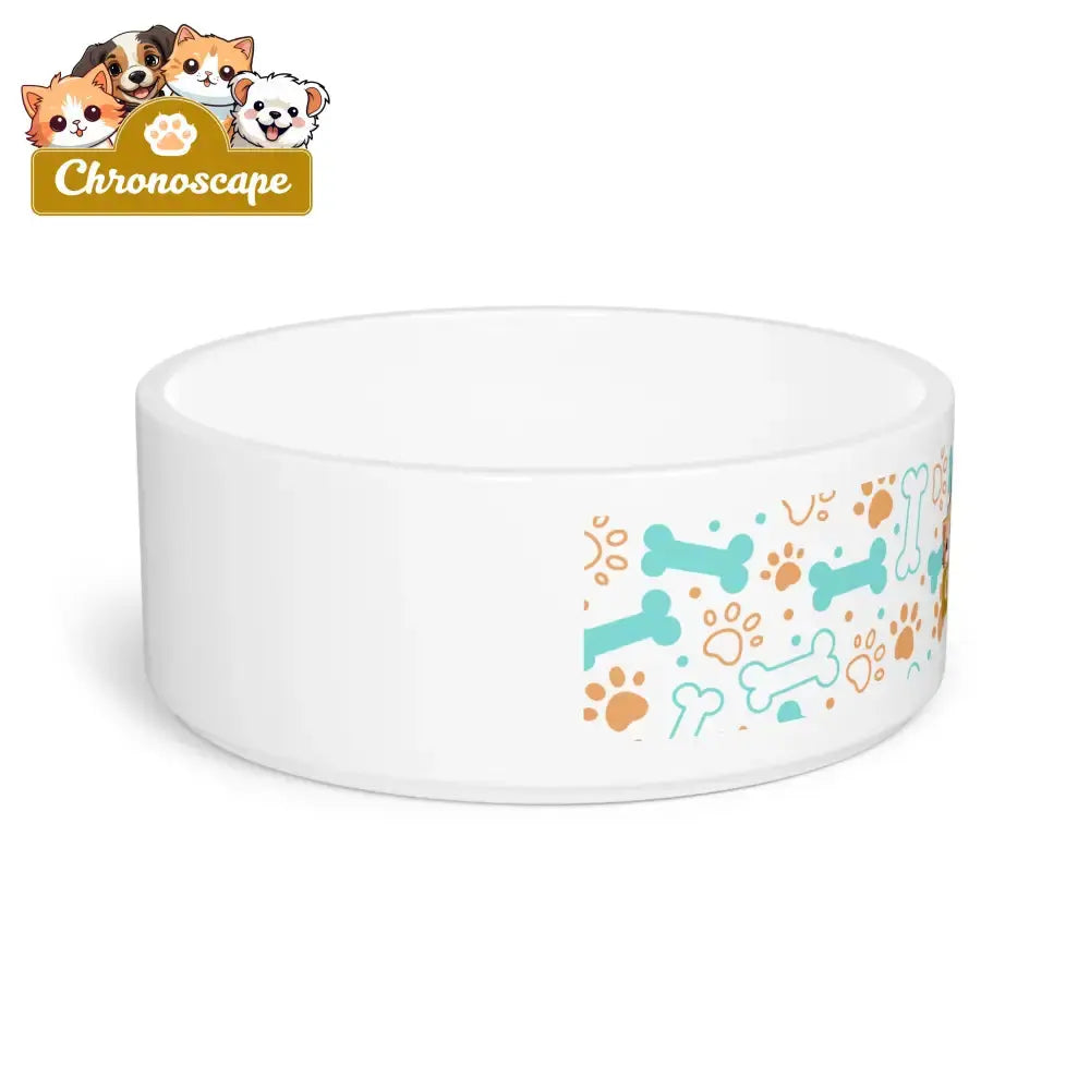 Chronoescape Pet Bowl — Cute Paw & Bone Dog Food Dish 16oz Pets