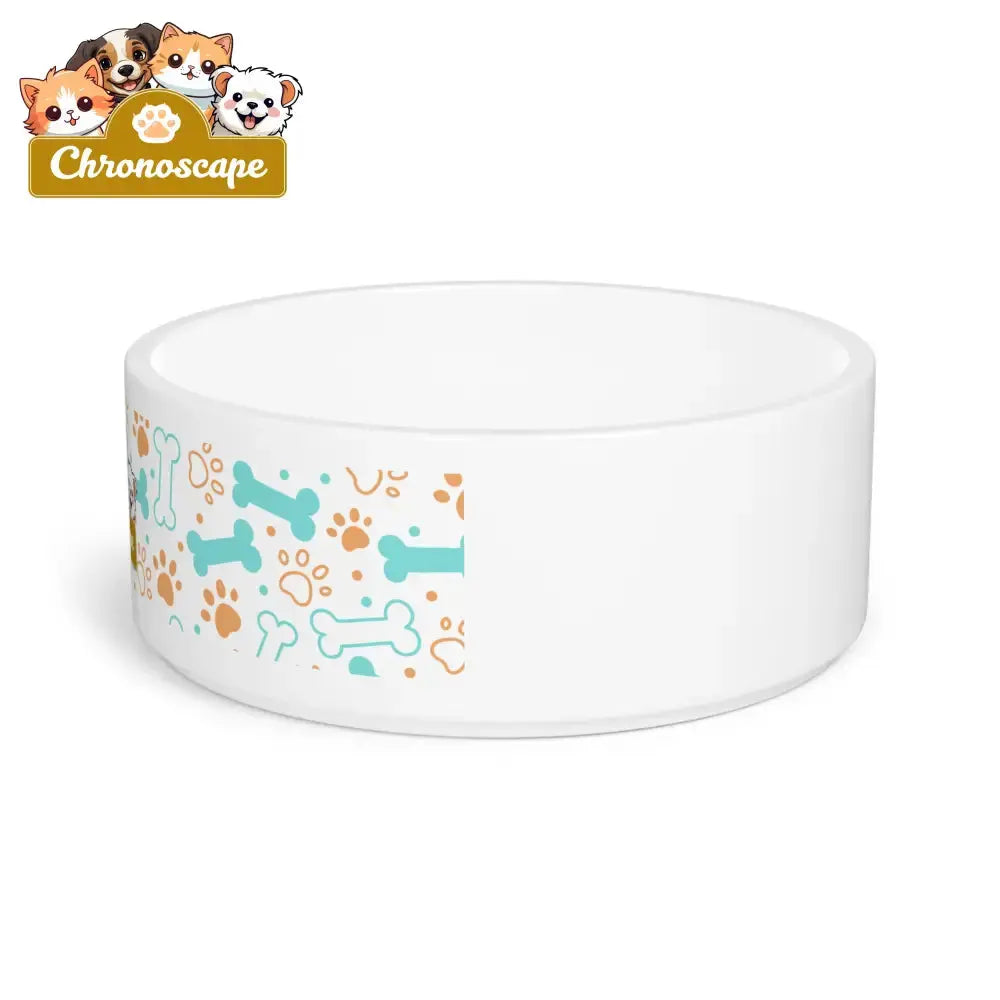 Chronoescape Pet Bowl — Cute Paw & Bone Dog Food Dish 16oz Pets
