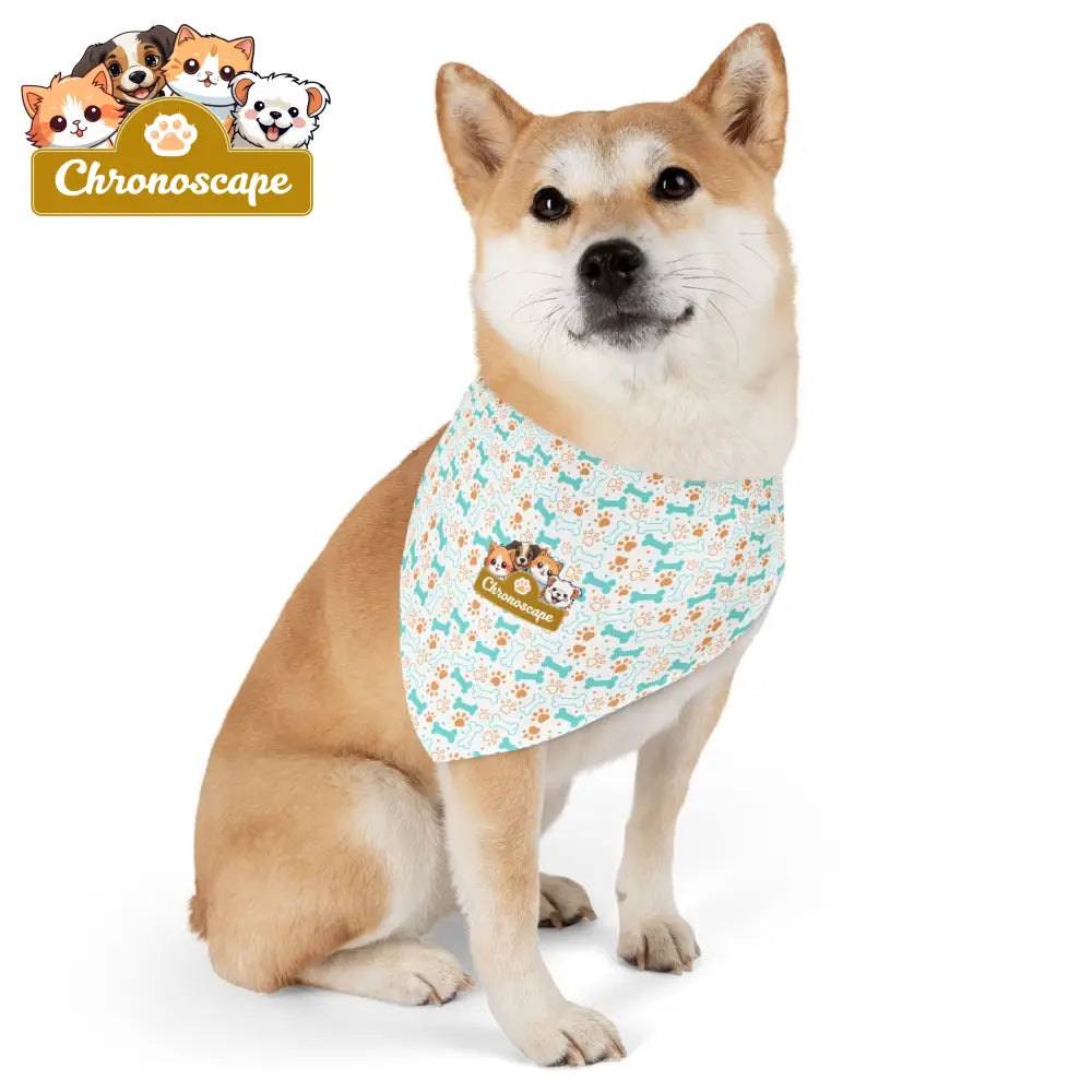 Dog Bandana Collar — Cute Paw Print & Bone Pattern Pet Scarf L Pets