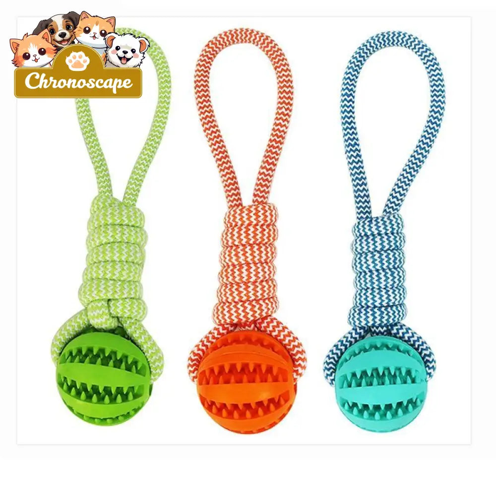Durable Rubber Ball Chew Toy with Cotton Rope Toys