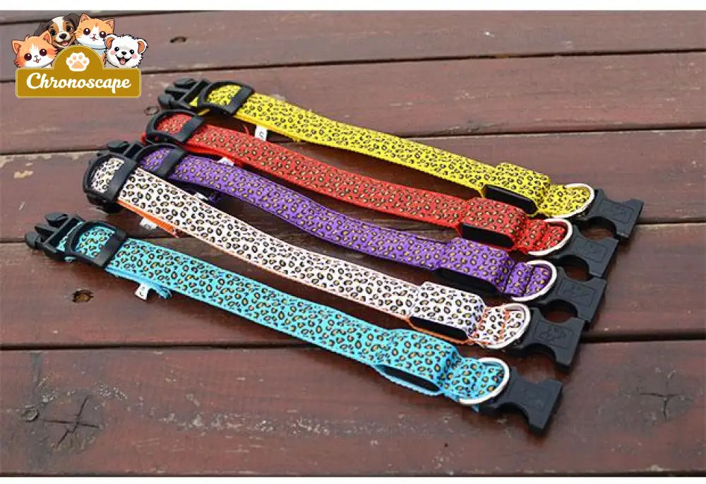 Fashion Leopard Adjustable Led Dog Collar Pets
