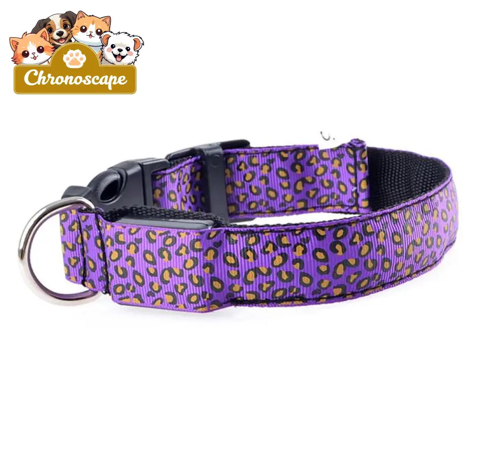 Fashion Leopard Adjustable Led Dog Collar Pets