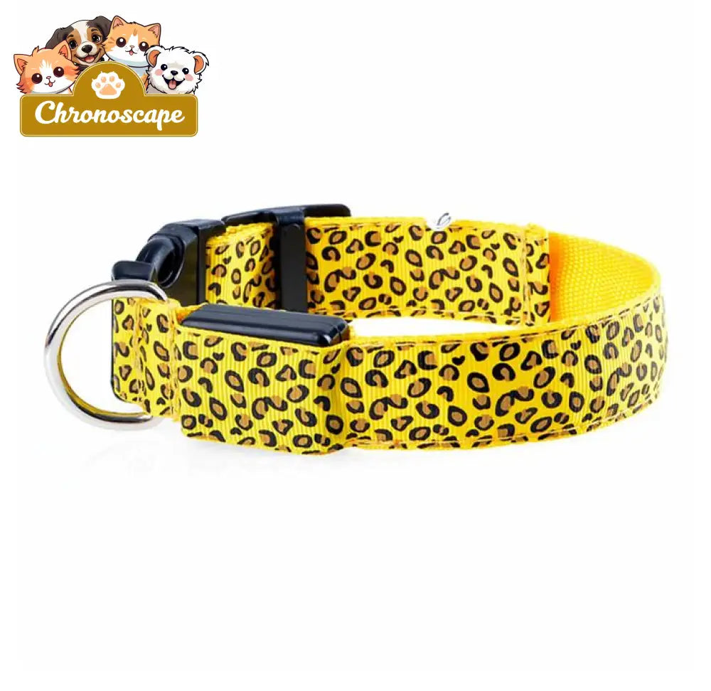 Fashion Leopard Adjustable Led Dog Collar Pets