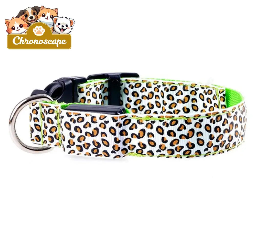 Fashion Leopard Adjustable Led Dog Collar Pets