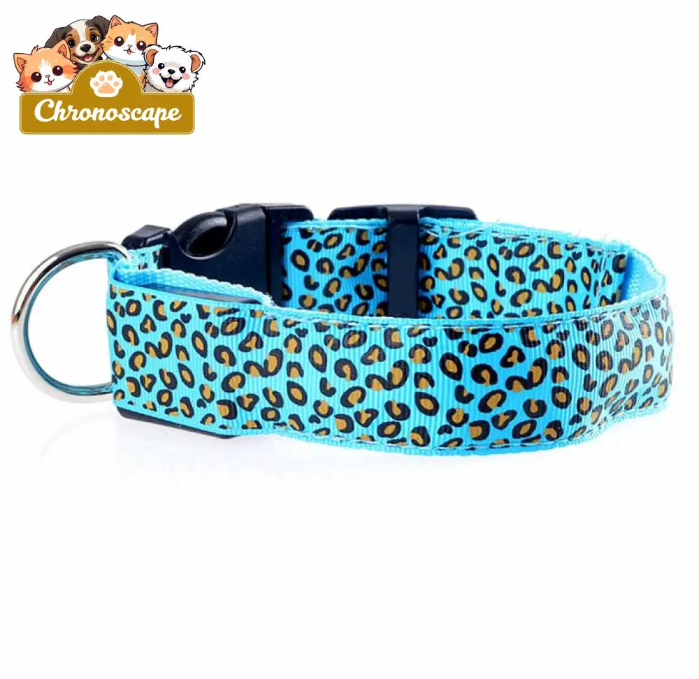 Fashion Leopard Adjustable Led Dog Collar Pets