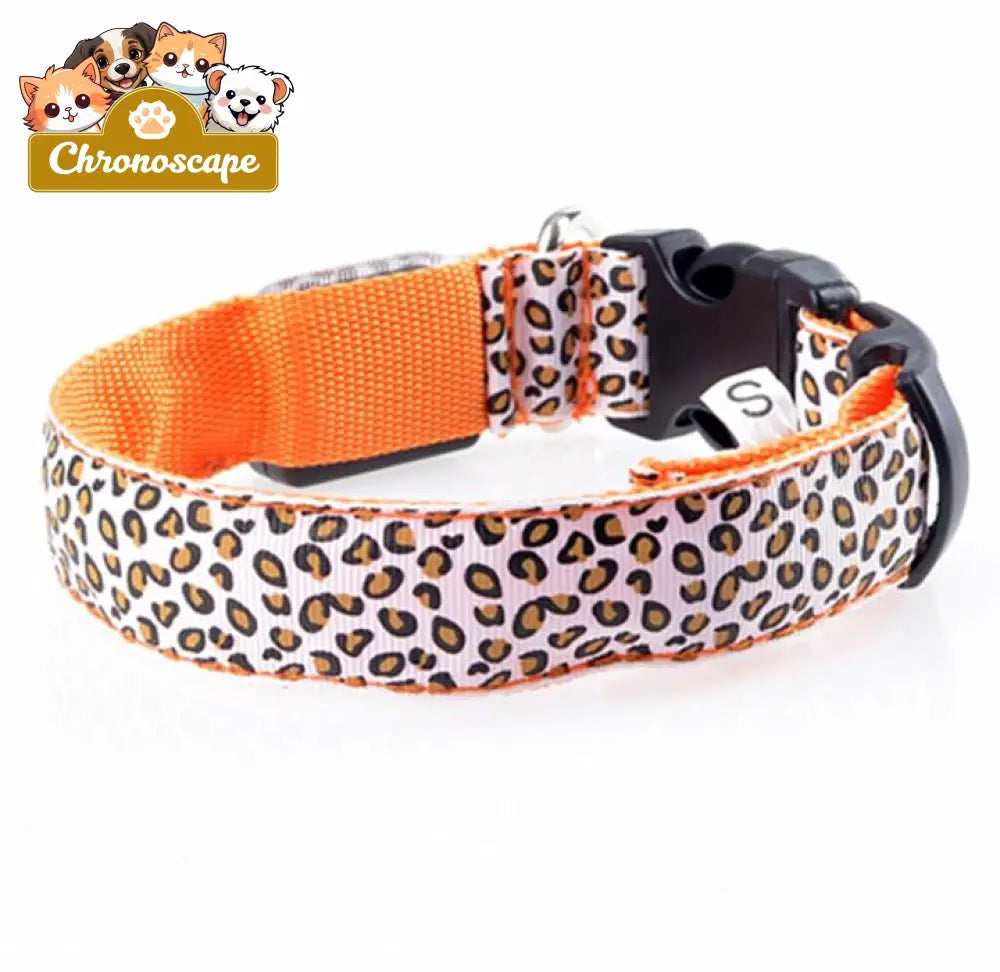 Fashion Leopard Adjustable Led Dog Collar Pets