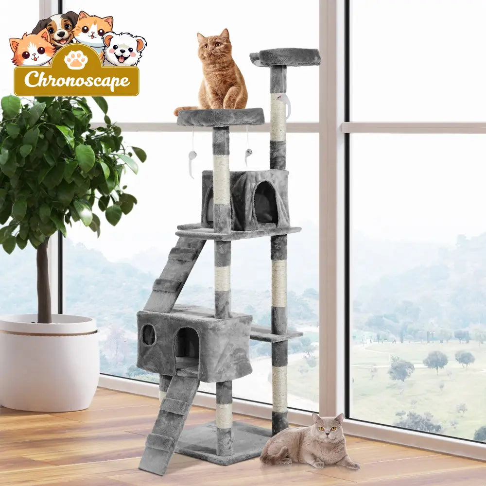 PawHut 67-inch Multi-Level Cat Scratching Tree Kitty Activity Center Home & Garden