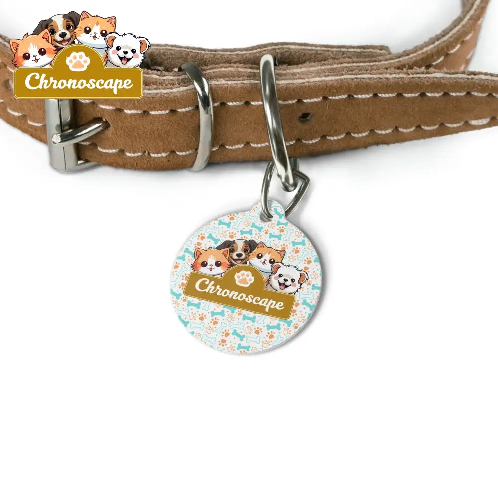 Personalized Pet Tag — Cute Cartoon Dogs Name ID Tag (e.g. Chronoscape / “Stay Pawsitive”) 1’’ Pets