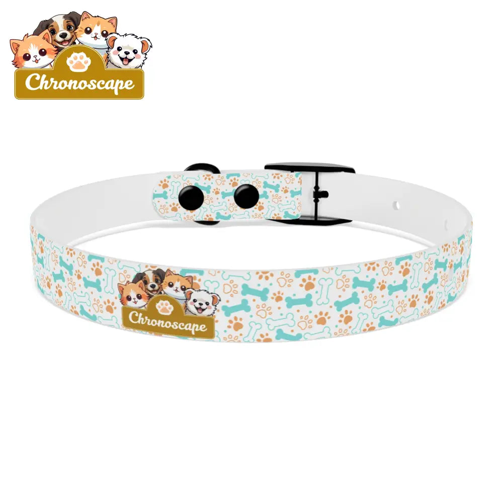 Pet Collar — Cute Paw & Bone Pattern Adjustable Dog Collar (Blue & Tan) Pets