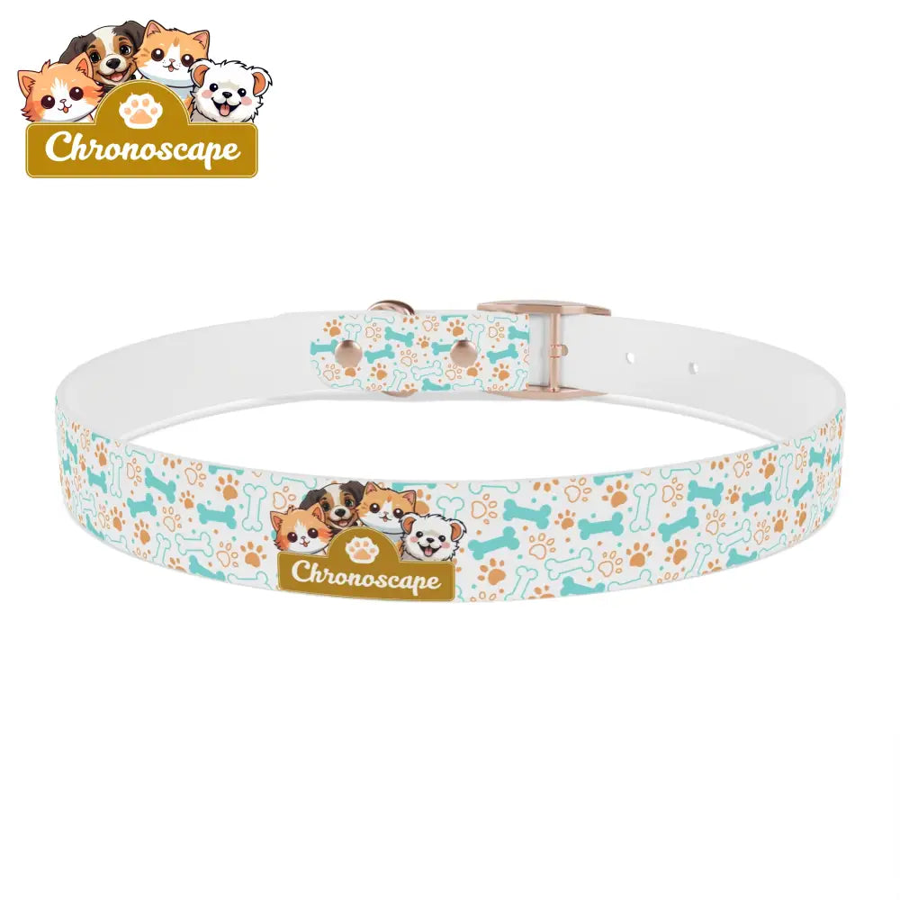 Pet Collar — Cute Paw & Bone Pattern Adjustable Dog Collar (Blue & Tan) Pets