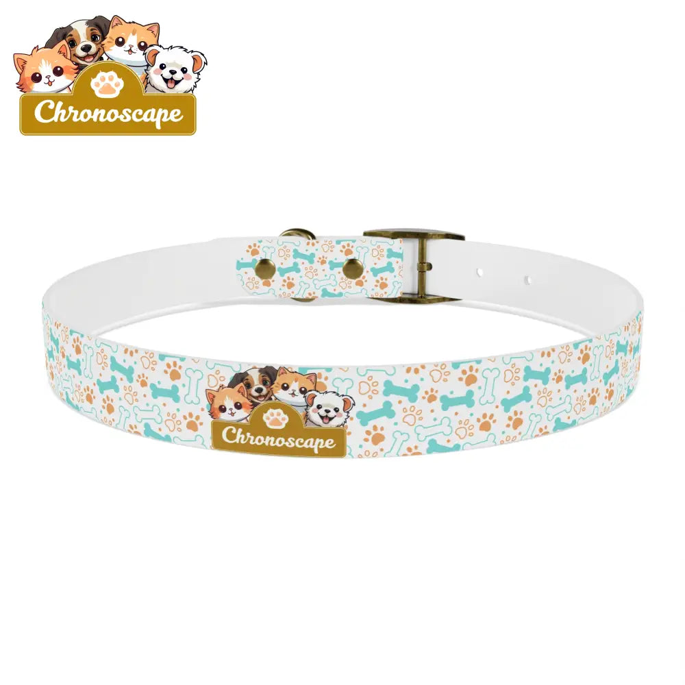 Pet Collar — Cute Paw & Bone Pattern Adjustable Dog Collar (Blue & Tan) Pets