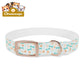 Pet Collar — Cute Paw & Bone Pattern Adjustable Dog Collar (Blue & Tan) Pets