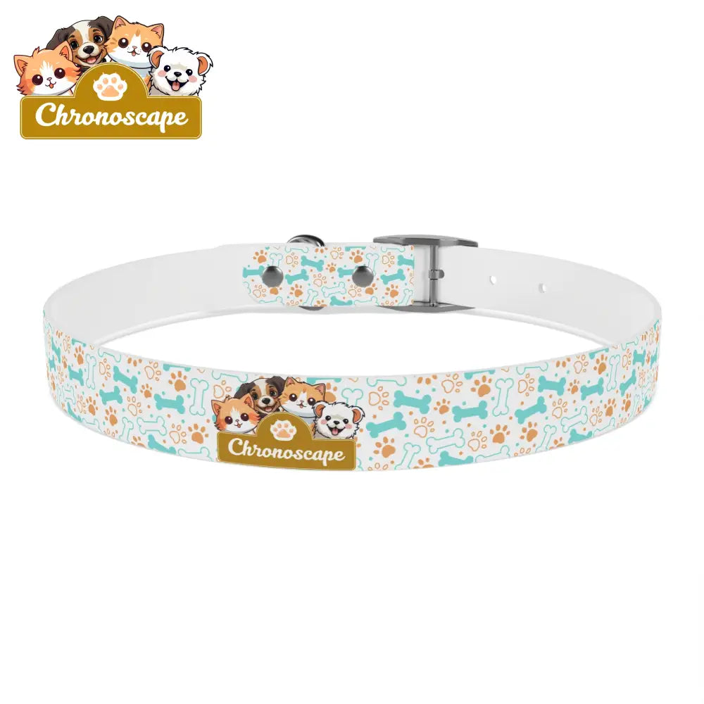 Pet Collar — Cute Paw & Bone Pattern Adjustable Dog Collar (Blue & Tan) Pets