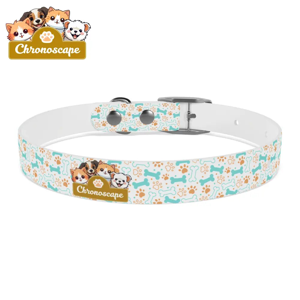 Pet Collar — Cute Paw & Bone Pattern Adjustable Dog Collar (Blue & Tan) Pets