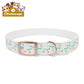 Pet Collar — Cute Paw & Bone Pattern Adjustable Dog Collar (Blue & Tan) Pets