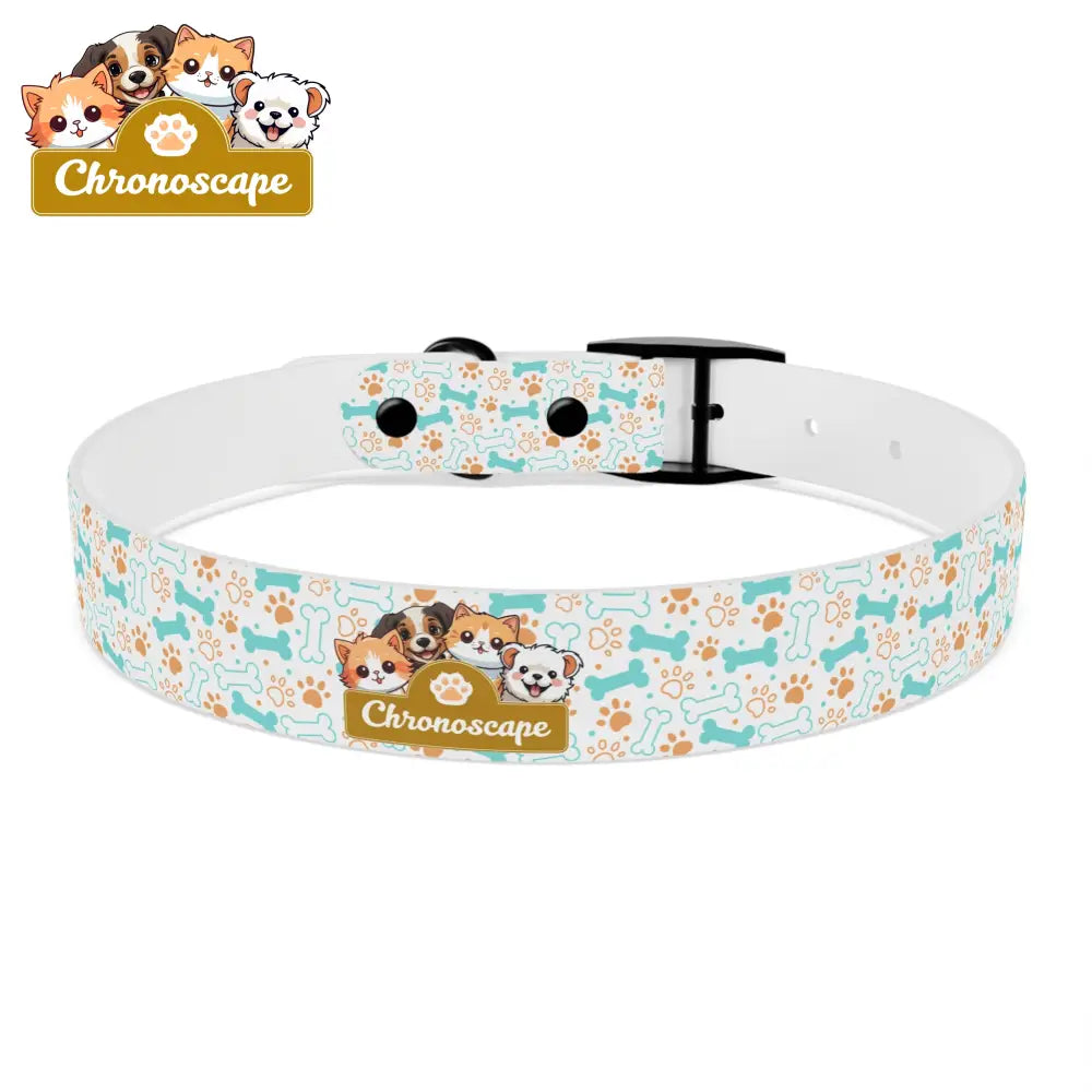 Pet Collar — Cute Paw & Bone Pattern Adjustable Dog Collar (Blue & Tan) Pets