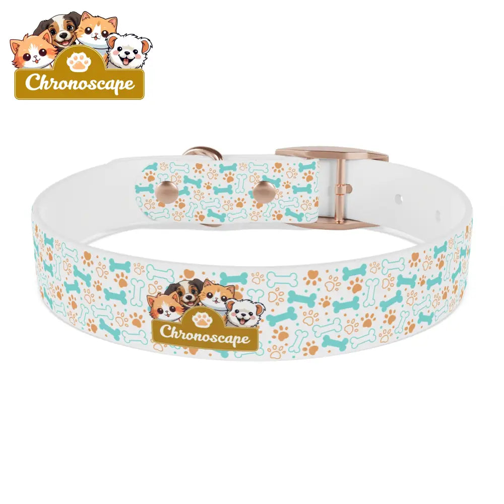Pet Collar — Cute Paw & Bone Pattern Adjustable Dog Collar (Blue & Tan) Pets