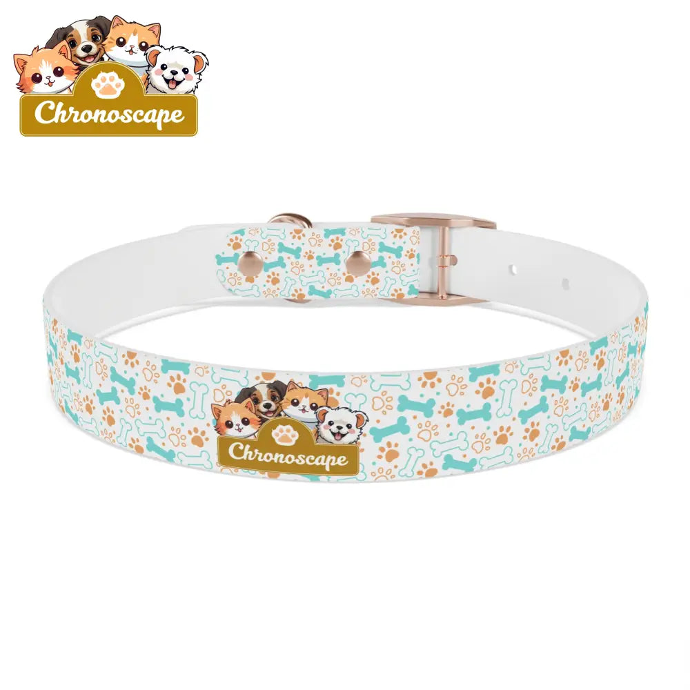 Pet Collar — Cute Paw & Bone Pattern Adjustable Dog Collar (Blue & Tan) Pets
