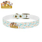 Pet Collar — Cute Paw & Bone Pattern Adjustable Dog Collar (Blue & Tan) Pets