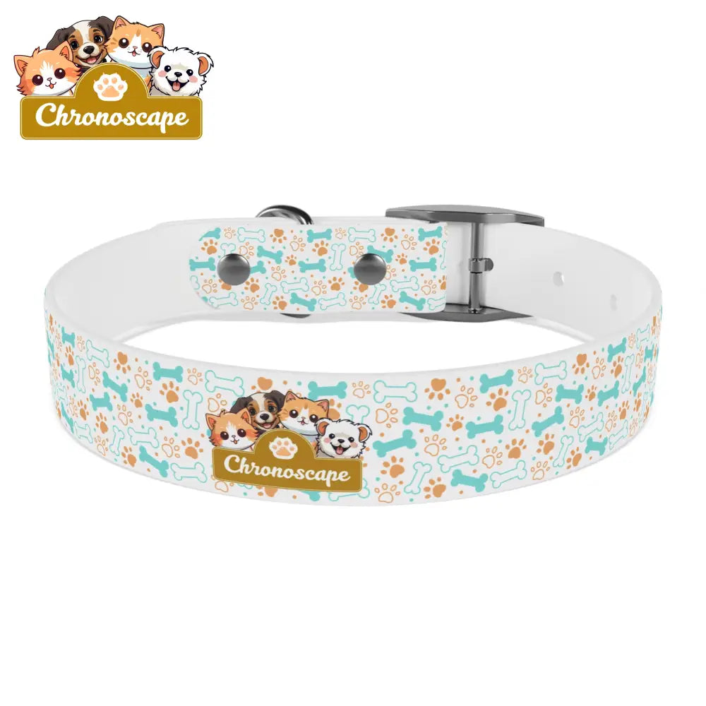 Pet Collar — Cute Paw & Bone Pattern Adjustable Dog Collar (Blue & Tan) Pets