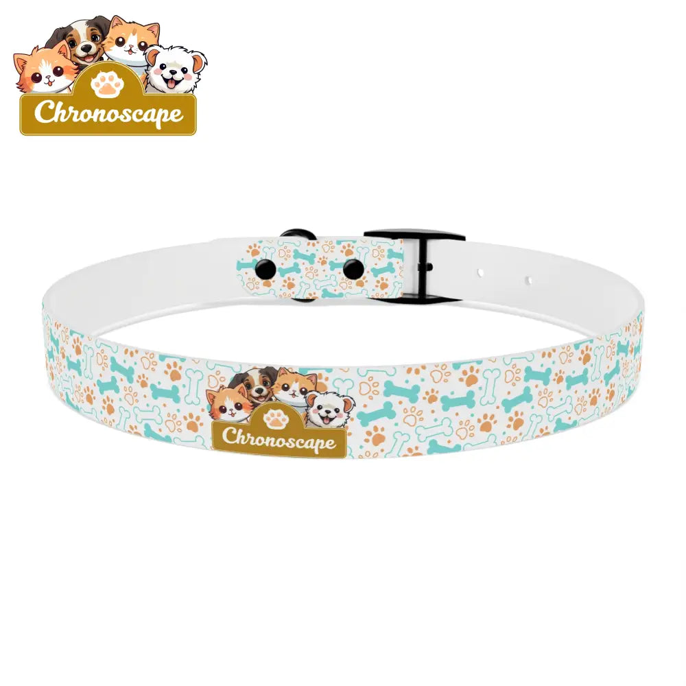 Pet Collar — Cute Paw & Bone Pattern Adjustable Dog Collar (Blue & Tan) Pets