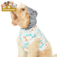 Pet Hoodie - Cute Bones & Paws Pattern Dog Hoodie with Grey Paw-Print Hood Pets