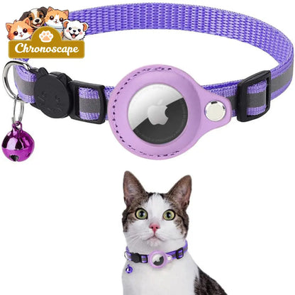 Reflective Airtag Case Collar for Cats and Dogs Neck 22-32cm / Purple Leashes Collars & Petwear