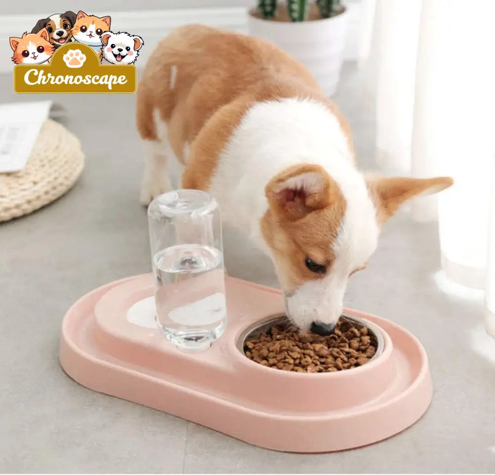 Stainless Steel Pet Bowls with Automatic Water Bottle Pets