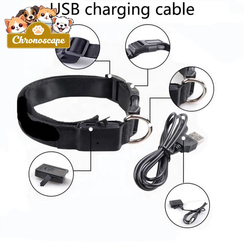 USB RECHARGEABLE LED PET DOG COLLAR Leashes Collars & Petwear